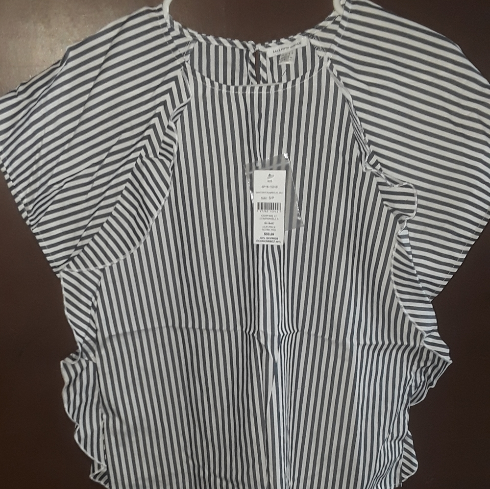 New Saks Fifth Avenue Navy/White Striped Blouse